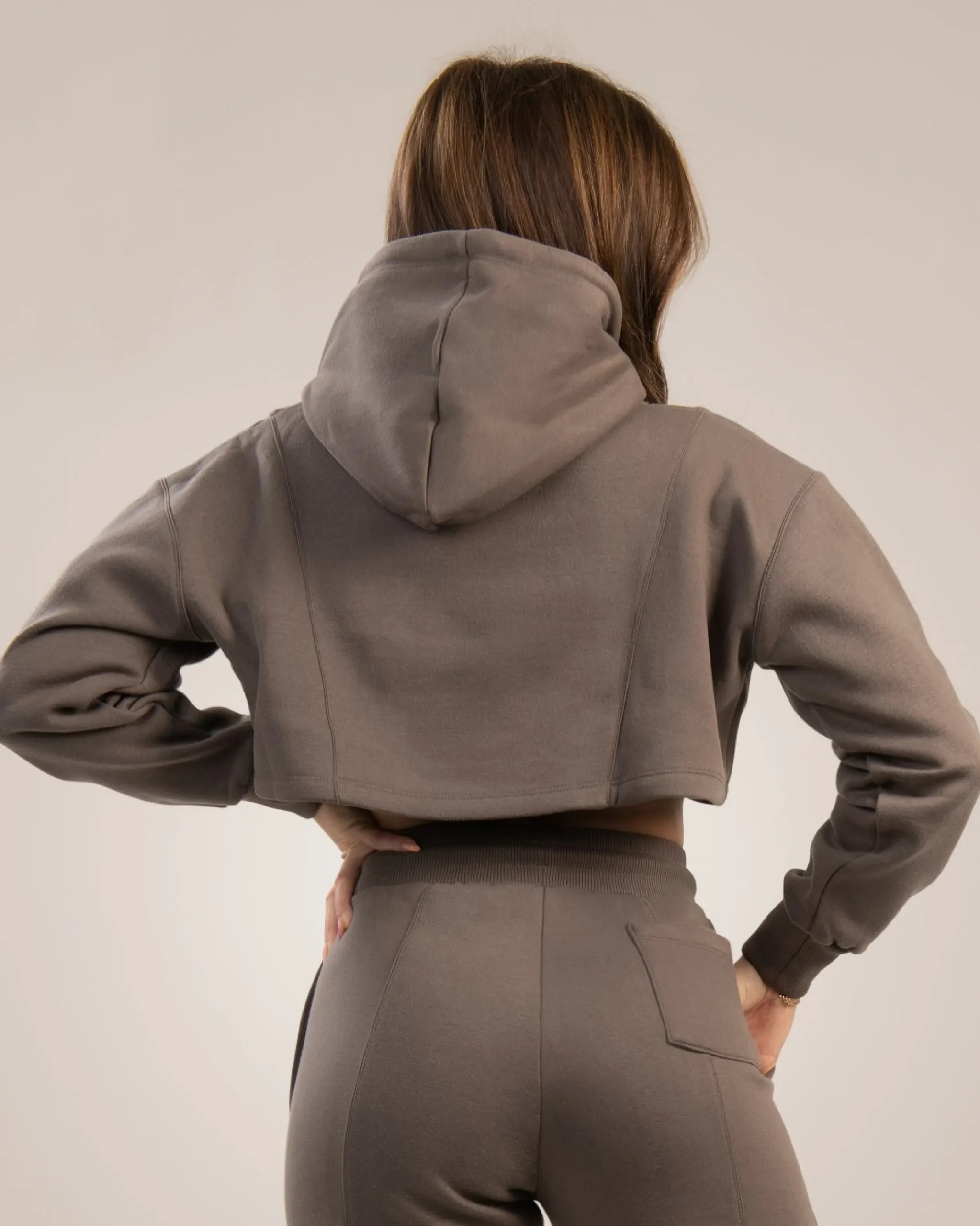 Dam Gavelo Chill Lounge Cropped Hoodie Taupe