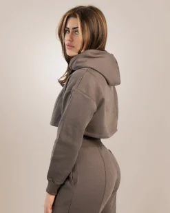 Dam Gavelo Chill Lounge Cropped Hoodie Taupe