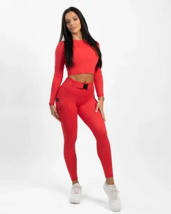 Dam Gavelo Cropped Long Sleeve Radical Red