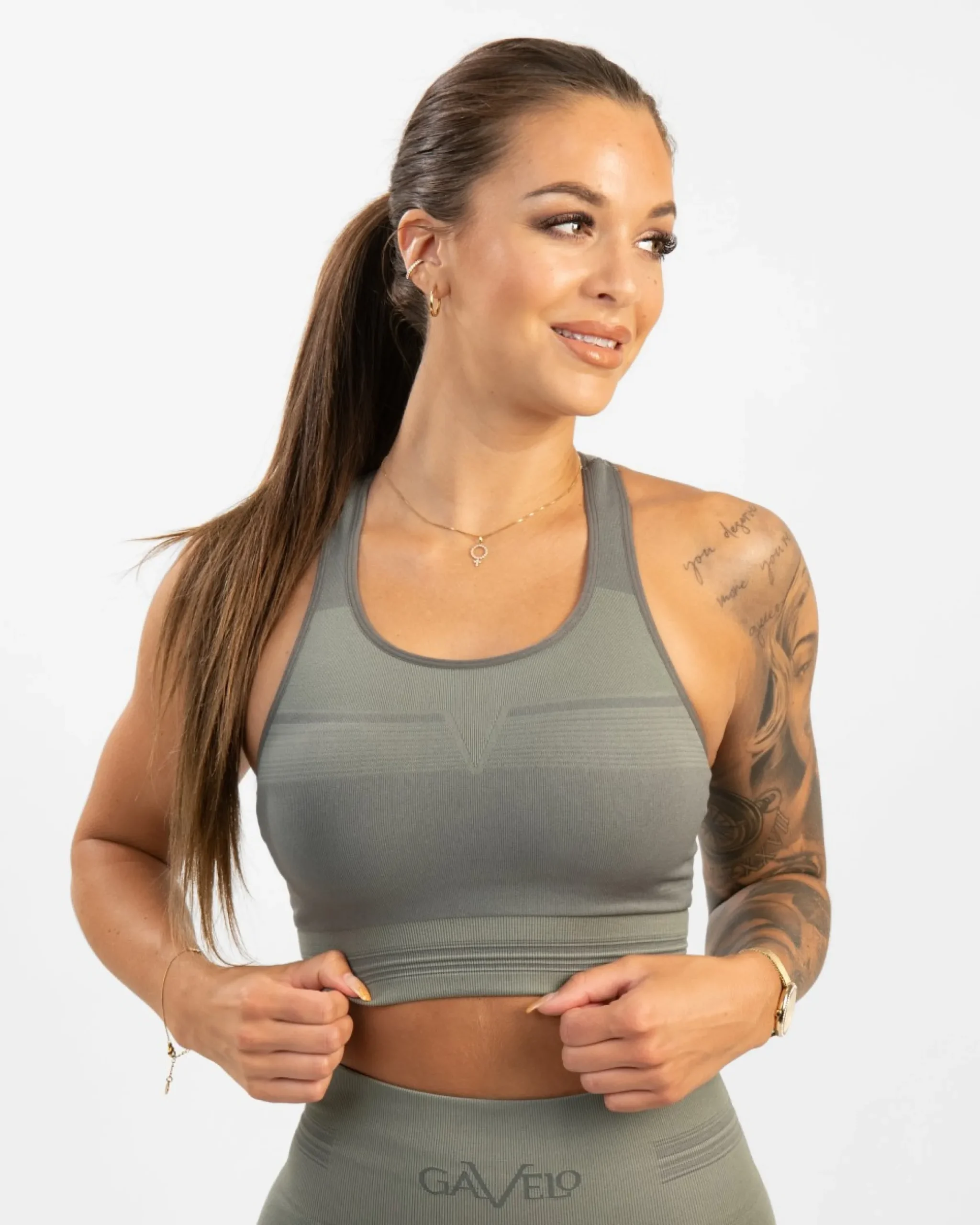 Dam Gavelo Pulse Nude Olive Grey Seamless Top